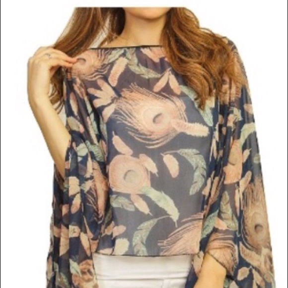 Sheer Floral Poncho